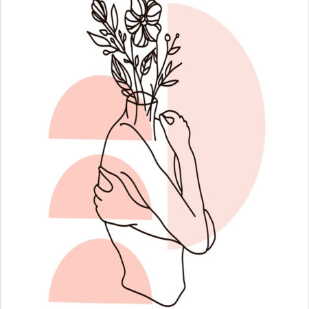 Πόστερ MINIMALISTIC WOMEN FACES WITH FLOWERS 1 - Lineart Sticky 2