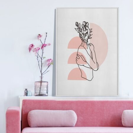 Πόστερ MINIMALISTIC WOMEN FACES WITH FLOWERS 1 - Lineart