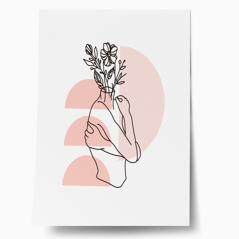 Πόστερ MINIMALISTIC WOMEN FACES WITH FLOWERS 1