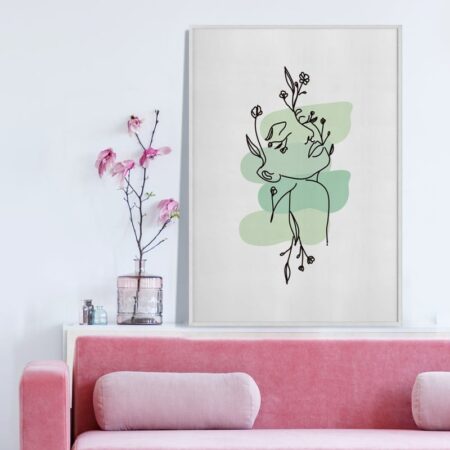 Πόστερ MINIMALISTIC WOMEN FACES WITH FLOWERS 2 - Lineart