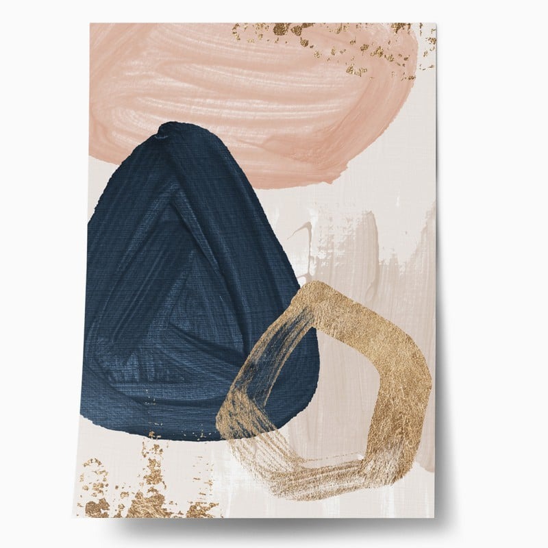 Πόστερ NAVY BLUE PINK AND GOLD OIL PAINT