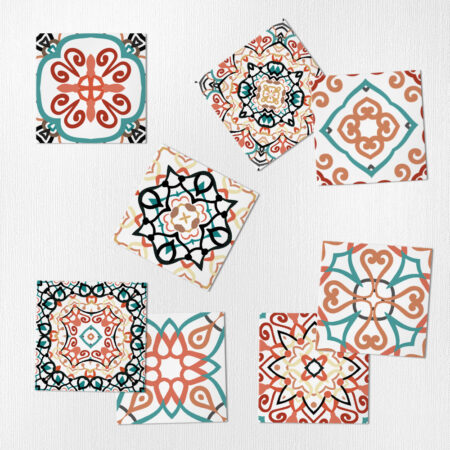 Αυτοκόλλητα Πλακάκια ORANGE AND MINT CLASSIC SET 8 τμχ - Αυτοκόλλητα Πλακακια Sticky 1
