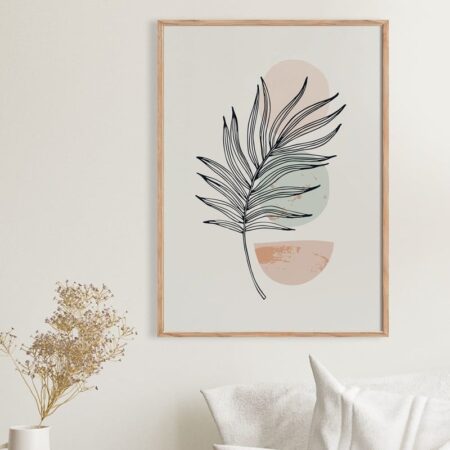 Πόστερ PALM LEAF WITH GEOMETRIC SHAPES - Botanical - Λουλούδια