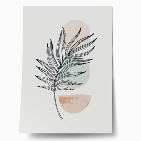 Πόστερ PALM LEAF WITH GEOMETRIC SHAPES - Botanical - Λουλούδια Sticky 1