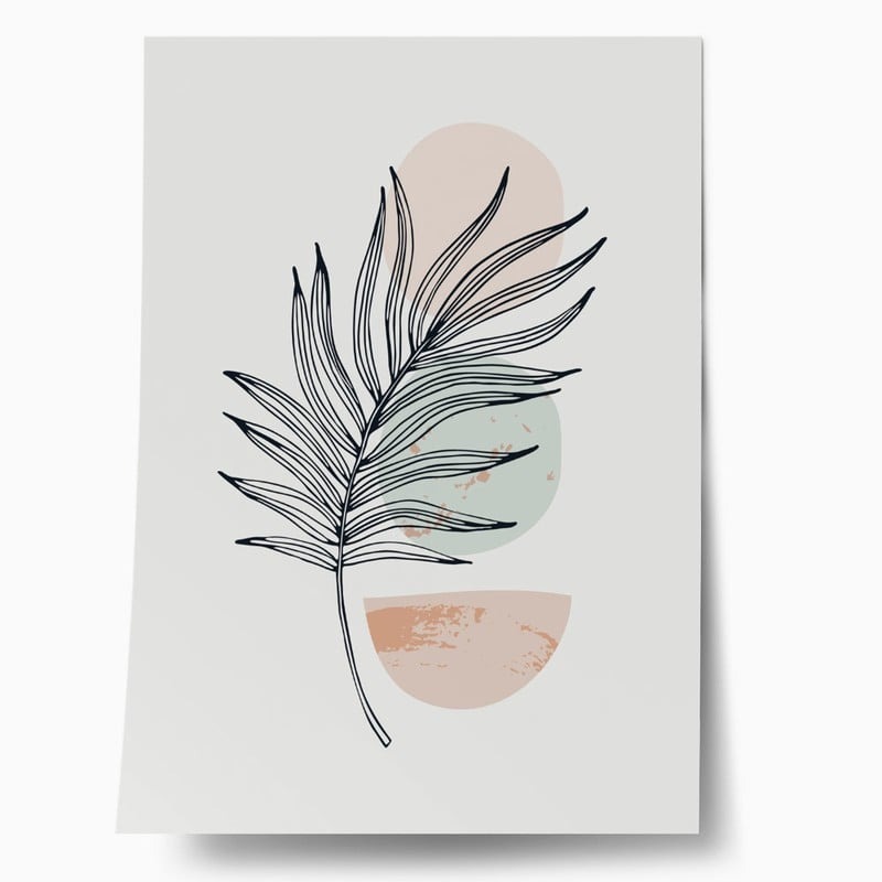 Πόστερ PALM LEAF WITH GEOMETRIC SHAPES