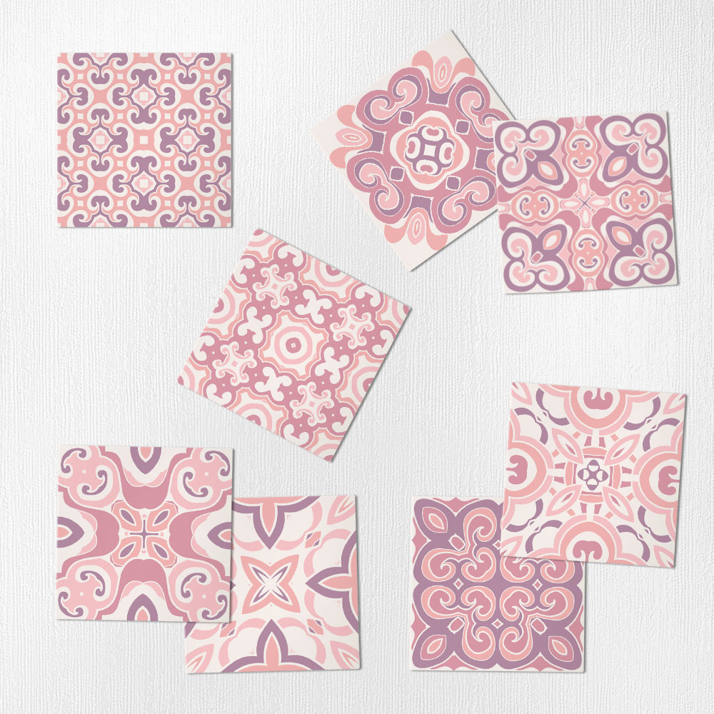 Αυτοκόλλητα Πλακάκια PINK CLASSIC SET 8 τμχ