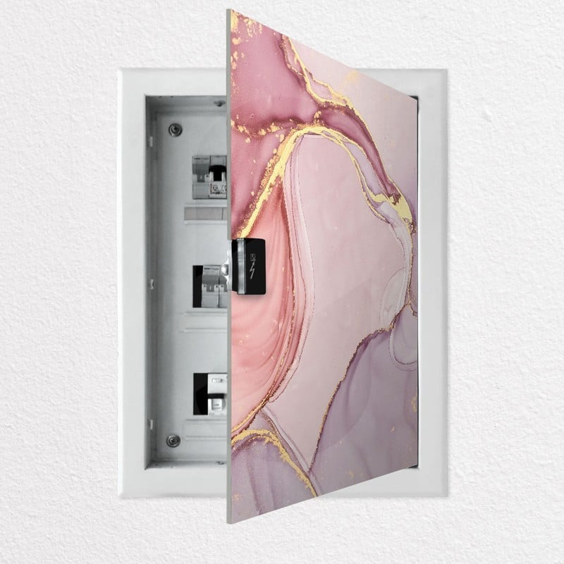 Aυτοκόλλητο ηλεκτρολογικού πίνακα PINK AND GOLD MARBLE PAINT