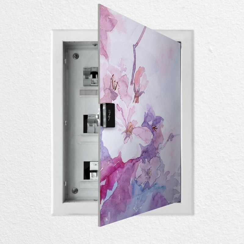 Aυτοκόλλητο ηλεκτρολογικού πίνακα PINK FLOWERS WATERCOLOR