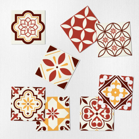 Αυτοκόλλητα Πλακάκια RED AND YELLOW CLASSIC SET 8 τμχ - Αυτοκόλλητα Πλακακια Sticky 1