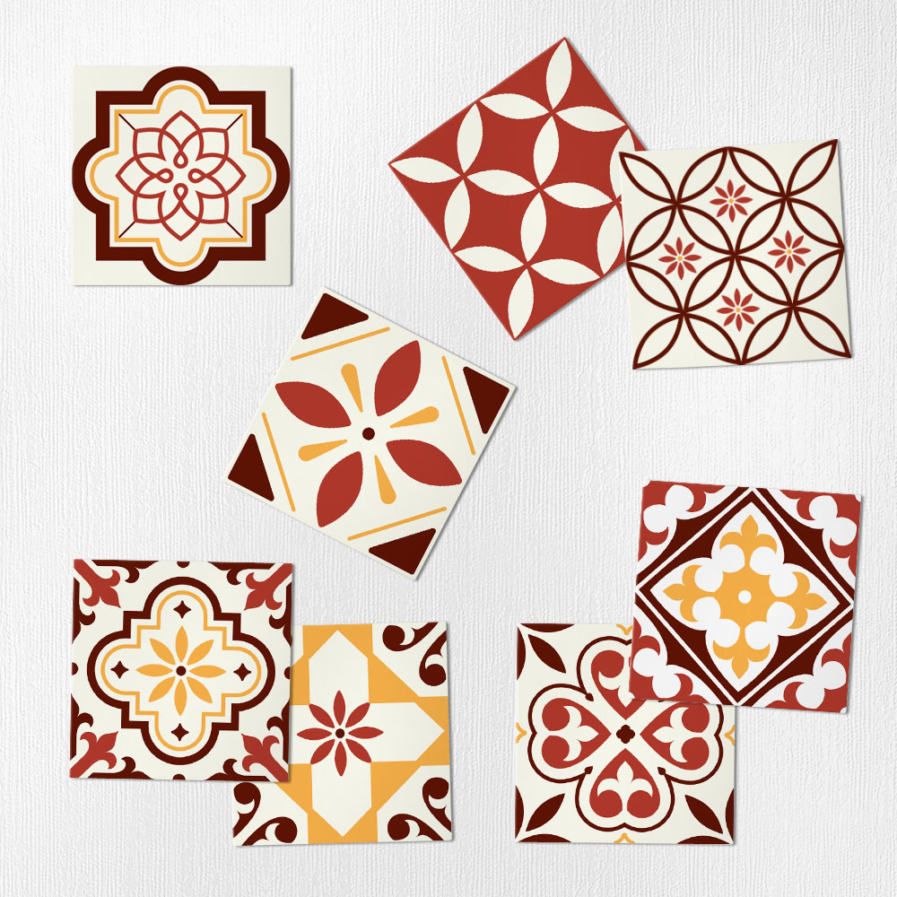 Αυτοκόλλητα Πλακάκια RED AND YELLOW CLASSIC SET 8 τμχ