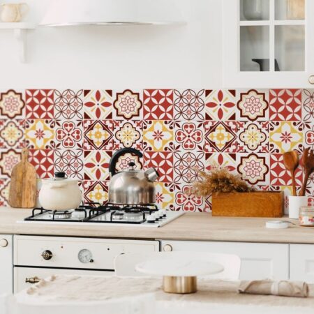 Αυτοκόλλητα Πλακάκια RED AND YELLOW CLASSIC SET 8 τμχ - Αυτοκόλλητα Πλακακια