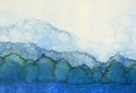 Πίνακας Πανοραμικός WATERCOLOR ABSTRACT LANDSCAPE - Κυματα Sticky 5