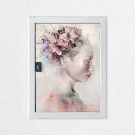 Aυτοκόλλητο ηλεκτρολογικού πίνακα WATERCOLOR PORTRAIT OF A WOMAN WITH LILIES - Αυτοκολλητα για ηλεκτρολογικούς πίνακες