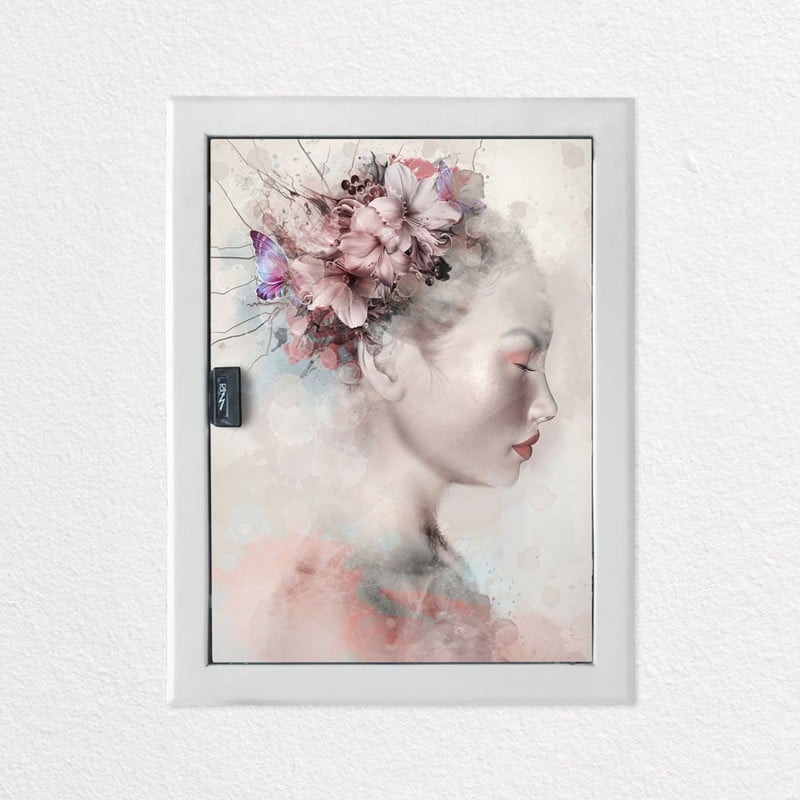 Aυτοκόλλητο ηλεκτρολογικού πίνακα WATERCOLOR PORTRAIT OF A WOMAN WITH LILIES
