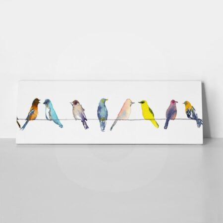 Πίνακας Πανοραμικός WATERCOLOR BIRDS ON WIRE - Πουλια Sticky 1