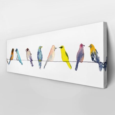 Πίνακας Πανοραμικός WATERCOLOR BIRDS ON WIRE - Πουλια Sticky 3