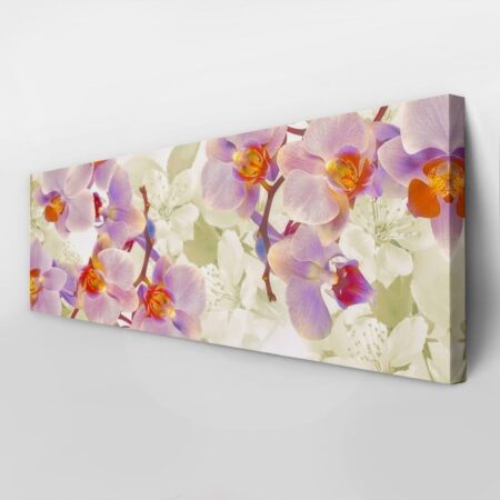 Πίνακας Πανοραμικός σε καμβά FLOWERING ORCHIDS AND CHERRIES - Ορχιδεες Sticky 3