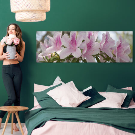 Πίνακας Πανοραμικός σε καμβά GROUP OF PINK AZALEAS - Floral - Λουλουδια