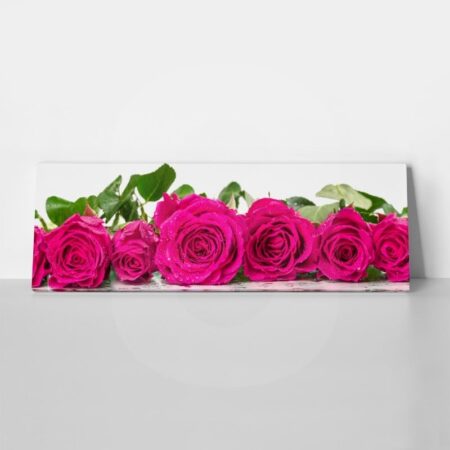 Πίνακας Πανοραμικός σε καμβά ROSES WITH DEW DROPS - Τριανταφυλλα Sticky 1