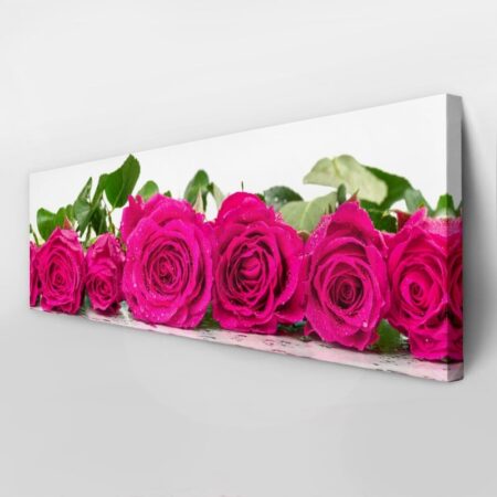 Πίνακας Πανοραμικός σε καμβά ROSES WITH DEW DROPS - Τριανταφυλλα Sticky 3