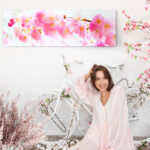 Πίνακας Πανοραμικός σε καμβά SAKURA BRANCH PINK CHERRY