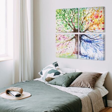 Τετράπτυχο σετ τετράγωνοι πίνακες 4 SEASONS ARTISTIC TREE - Εργα Τεχνης
