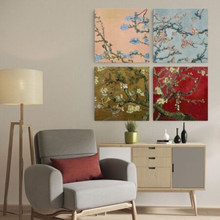 Τετράπτυχο σετ τετράγωνοι πίνακες VAN GOGH - ALMOND BLOSSOM - Vincent Van Gogh