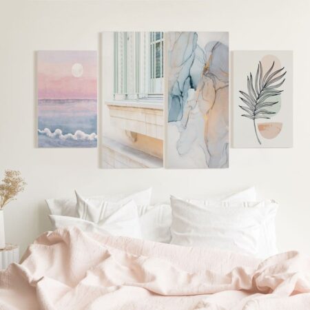 Τετράπτυχος Πινακας σε καμβά BEAUTY IN PASTEL COLORS - Αφηρημενα και Abstract