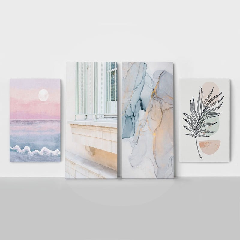 Τετράπτυχος Πινακας σε καμβά BEAUTY IN PASTEL COLORS
