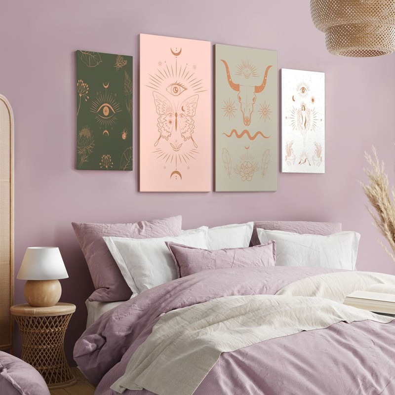 Τετράπτυχος Πινακας σε καμβά BOHO SYMBOLS