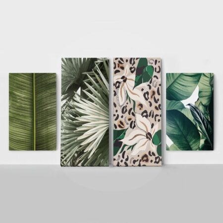 Τετράπτυχος Πινακας σε καμβά EXOTIC TRIP - Botanical - Φυτα Sticky 1