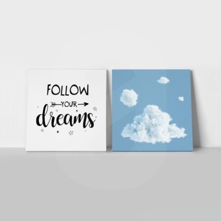 Τετράπτυχο σετ τετράγωνοι πίνακες FOLLOW YOUR DREAMS - Παιδικοι και set Sticky 1