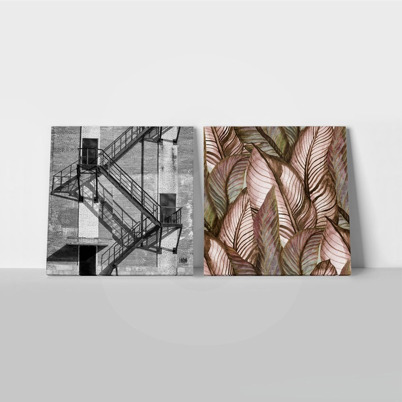 Τετράπτυχο σετ τετράγωνοι πίνακες GREY AND BLACK ABSTRACT