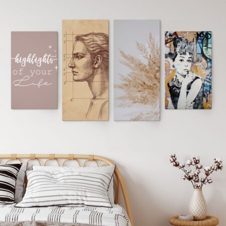 Τετράπτυχος Πινακας σε καμβά HIGHLIGHTS IN PASTEL COLORS - Μοδα και Διασκεδαση