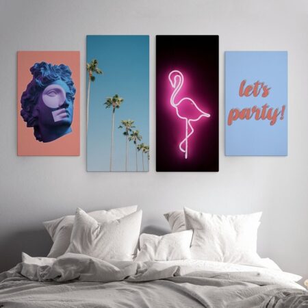 Τετράπτυχος Πινακας σε καμβά LETS PARTY - Αφηρημενα και Abstract