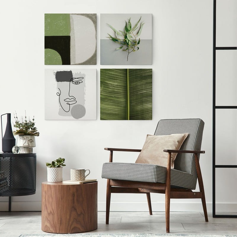 Τετράπτυχο σετ τετράγωνοι πίνακες MINIMAL ABSTRACT GREEN