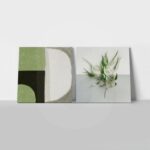 Τετράπτυχο σετ τετράγωνοι πίνακες MINIMAL ABSTRACT GREEN