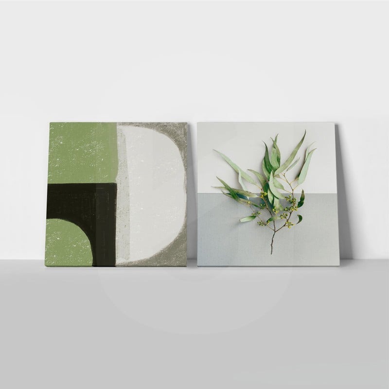 Τετράπτυχο σετ τετράγωνοι πίνακες MINIMAL ABSTRACT GREEN
