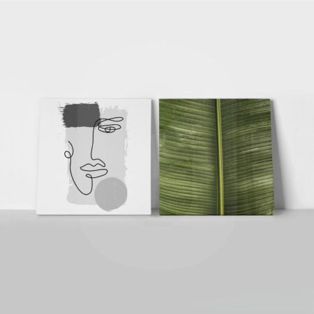 Τετράπτυχο σετ τετράγωνοι πίνακες MINIMAL ABSTRACT GREEN - Botanical - Φυτα Sticky 2
