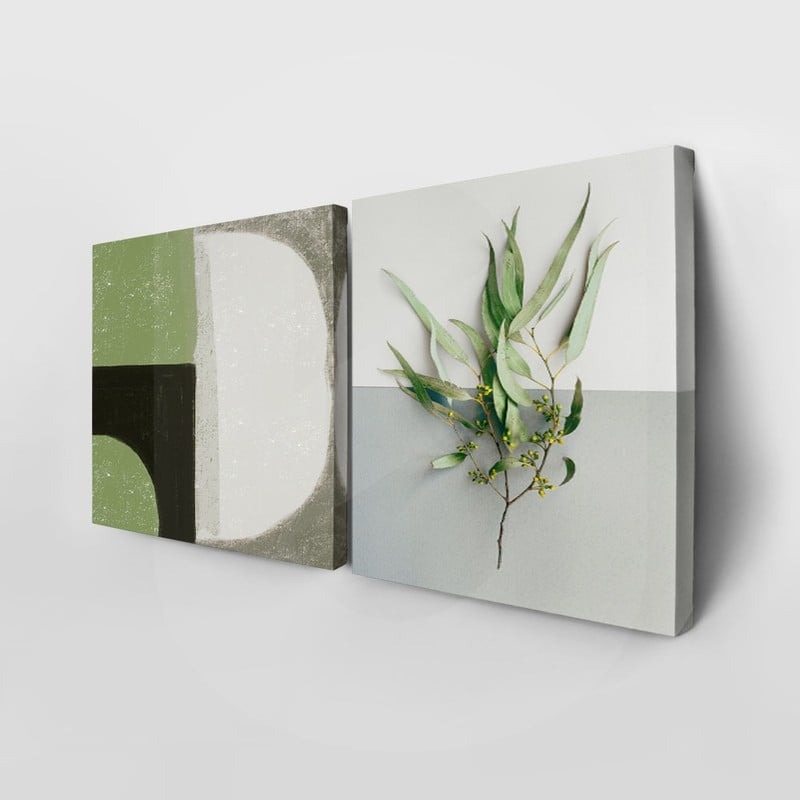 Τετράπτυχο σετ τετράγωνοι πίνακες MINIMAL ABSTRACT GREEN