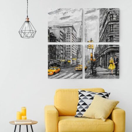 Τετράπτυχο σετ τετράγωνοι πίνακες NEW YORK PAINTING
