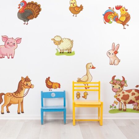 Αυτοκόλλητο τοίχου FARM SET WITH ANIMALS - Βρεφικα & Παιδικά
