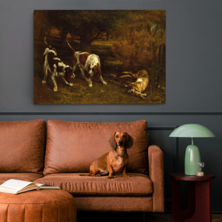 Πινακας σε καμβά GUSTAVE COURBET - HUNTING DOGS WITH DEAD HARE - Gustave Courbet