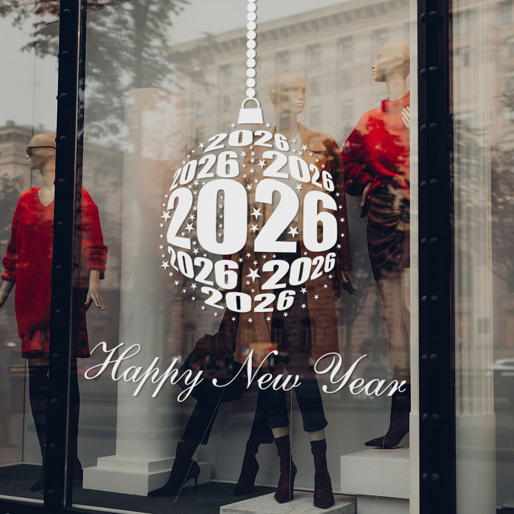 Χριστουγεννιάτικο αυτοκόλλητο HAPPY NEW YEAR ORNAMENT