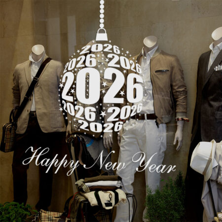 Χριστουγεννιάτικο αυτοκόλλητο HAPPY NEW YEAR ORNAMENT - Χριστουγεννιάτικη βιτρίνα Sticky 2