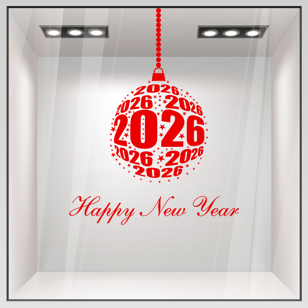 Χριστουγεννιάτικο αυτοκόλλητο HAPPY NEW YEAR ORNAMENT