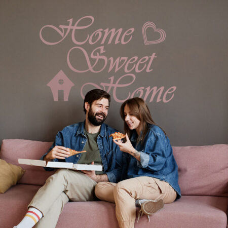 Αυτοκόλλητο τοίχου HOME SWEET HOME - Φράσεις και Γράμματα