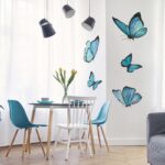 Αυτοκόλλητο τοίχου SET OF BLUE WATERCOLOR BUTTERFLIES