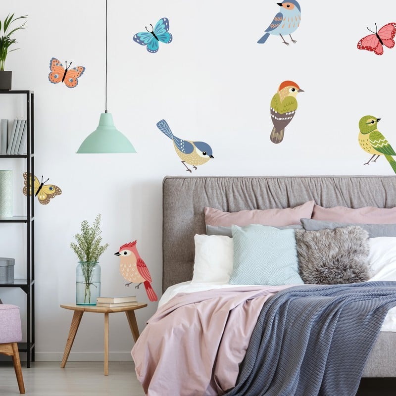 Αυτοκόλλητο τοίχου SET OF COLORFUL BIRDS