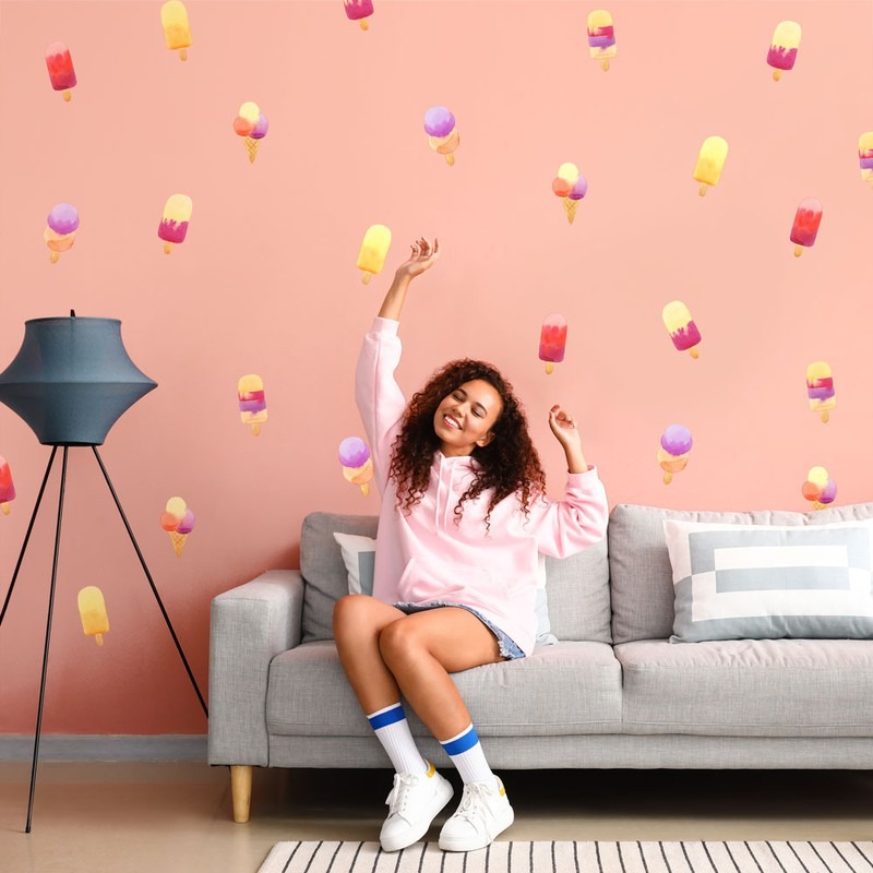 Αυτοκόλλητο τοίχου WATERCOLOR ICE CREAMS